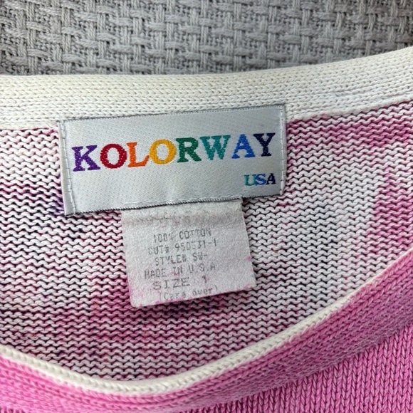 Vtg Kolorway Hand Painted Cat Sweater Pullover Size 1 Cocktail Bartender Kitty - Picture 4 of 8